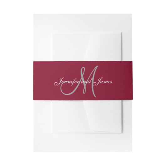 Elegante Affair Bourgondische Monogram Script Brui Uitnodigingen Wikkel (Voorkant Voorbeeld)