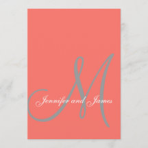 Elegante Affair Koraal Grijs Monogram Bruiloft