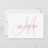 Elegante Affair Koraal Grijs Monogram Bruiloft RSV RSVP Kaartje (Voorkant)
