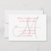 Elegante Affair Koraal Grijs Monogram Bruiloft RSV RSVP Kaartje (Achterkant)