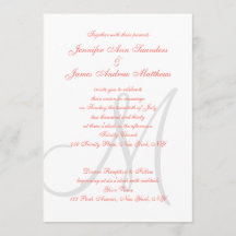Elegante Affair Koraal Grijs Monogrammed Bruiloft