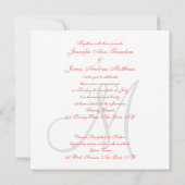 Elegante Affair Koraal Grijs Script Monogram Bruil Kaart (Achterkant)
