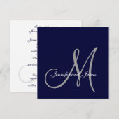 Elegante Affair Marine Blauw Grijs Monogram Bruilo Kaart (Voorkant / Achterkant)