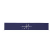 Elegante Affair Marine Blauw Monogram Script Bruil Uitnodigingen Wikkel (Vlak)