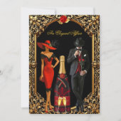 Elegante Affaire Rode Rose Jurk Tuxedo Gouden Verj Kaart (Voorkant)