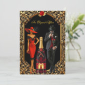 Elegante Affaire Rode Rose Jurk Tuxedo Gouden Verj Kaart (Staand voorkant)