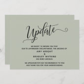 Elegante afgeblazen trouw Sage groene aankondiging (Voorkant / Achterkant)