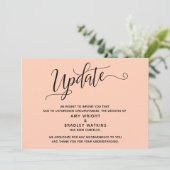 Elegante Afgelaste Trouw Light Salmon Aankondiging (Staand voorkant)