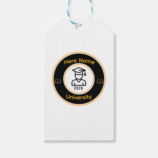 Elegante afgestudeerde 2026 | Gepersonaliseerd gou Cadeaulabel (Voorkant)