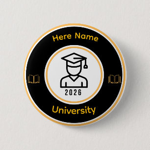 Elegante afgestudeerde 2026 Gepersonaliseerd gou Ronde Button 5,7 Cm