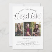 Elegante afgestudeerde 3 foto collage Verjaardagsf Kaart (Voorkant)