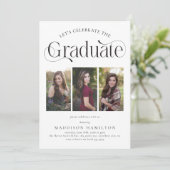 Elegante afgestudeerde 3 foto collage Verjaardagsf Kaart (Staand voorkant)