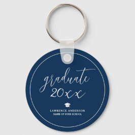 Elegante afgestudeerde in navyblauw 2026 afstudere sleutelhanger