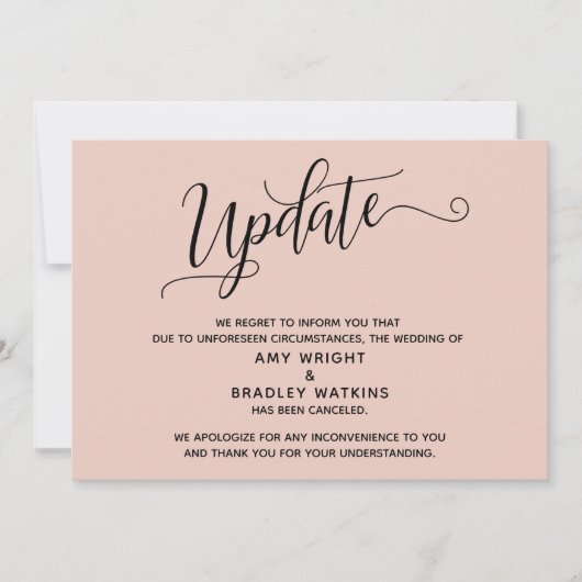 Elegante afgezegde trouw blush roze aankondiging (Voorkant)