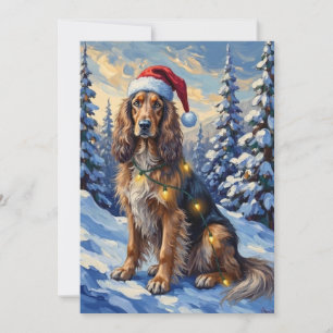 Elegante Afghaanse windhond Winter Wonderland Kers Feestdagenkaart