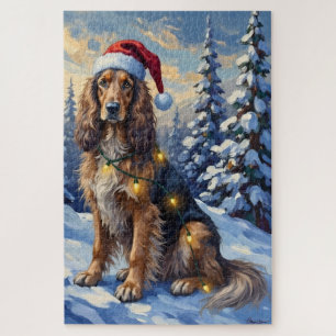 Elegante Afghaanse windhond Winter Wonderland Kers Legpuzzel