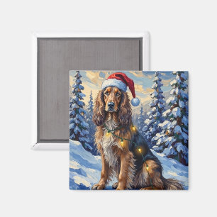Elegante Afghaanse windhond Winter Wonderland Kers Magneet