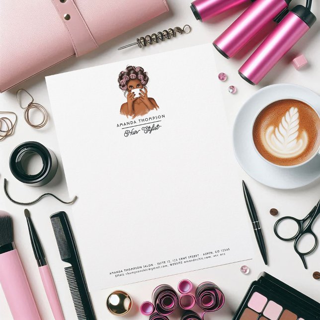 Elegante Afrikaans-Amerikaanse kapsalon Briefhoofd (Elegant African American Hair Salon Letterhead)