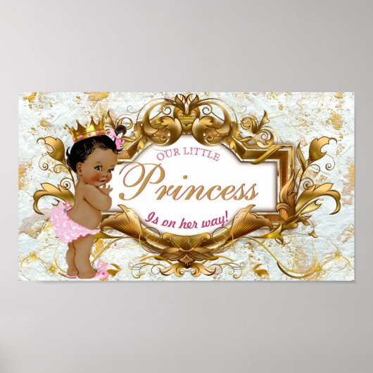 Elegante Afrikaanse Prinses Wit & Goud Marmer Poster (Voorkant)