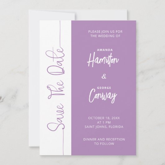 Elegante Afrikaanse Violet Save The Date Huwelijk Kaart (Voorkant)