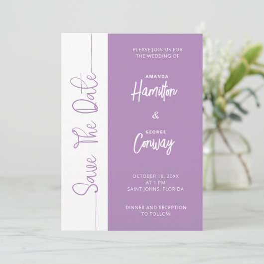 Elegante Afrikaanse Violet Save The Date Huwelijk Kaart (Staand voorkant)