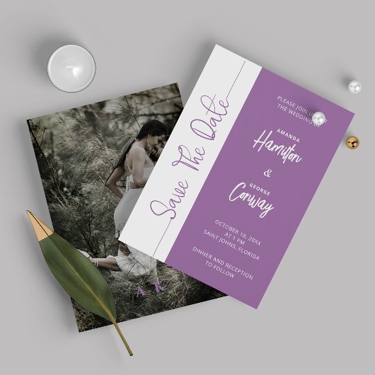 Elegante Afrikaanse Violet Save The Date Huwelijk Kaart