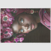 Elegante Afrikaanse Vrouw Bourgondië Bloemen Decou Tissuepapier (Voorkant)