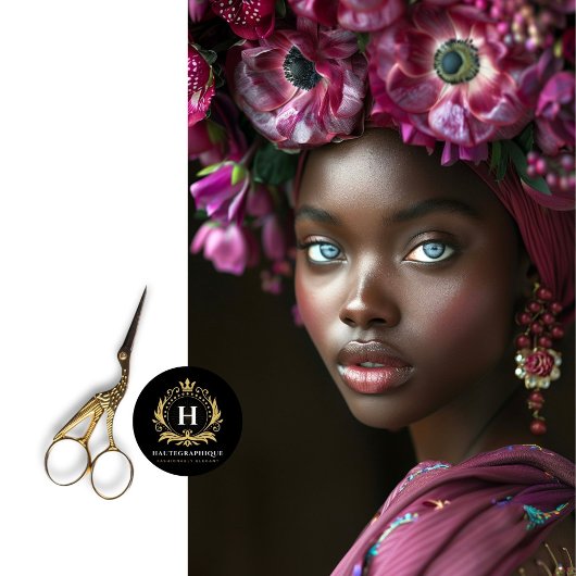 Elegante Afrikaanse Vrouw Bourgondië Bloemen Decou Tissuepapier