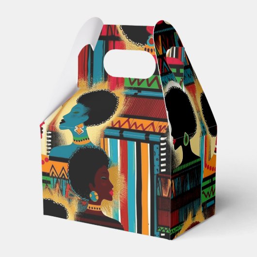 Elegante Afrikaanse vrouw etnisch patroon in gedur Bedankdoosjes (Achterkant)