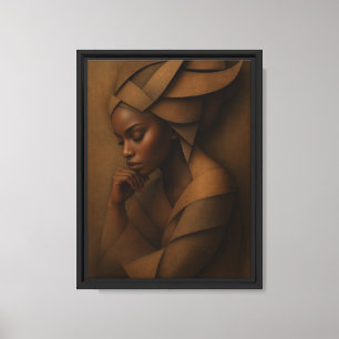 Elegante Afrikaanse vrouw in bruine gewaden Portre Canvas Afdruk