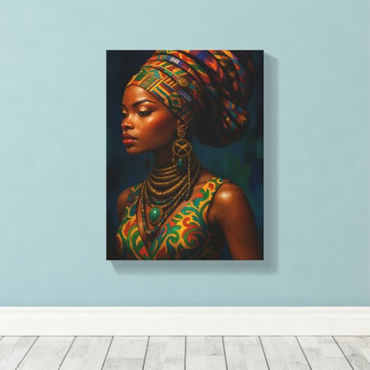 Elegante Afrikaanse vrouw in traditionele kleding  Canvas Afdruk (Insitu (Houten vloer))