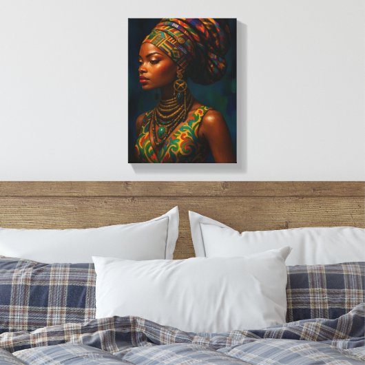 Elegante Afrikaanse vrouw in traditionele kleding  Canvas Afdruk (Insitu (Slaapkamer))