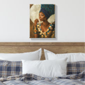 Elegante Afrikaanse vrouw met blauwe hoofddoek Canvas Afdruk (Insitu (Slaapkamer))