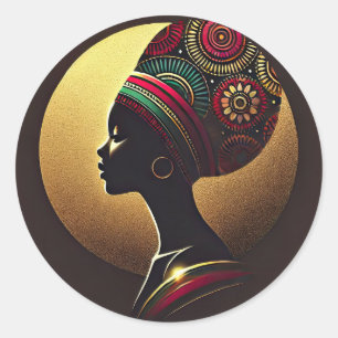 Elegante Afrikaanse vrouw portretillustratie Ronde Sticker