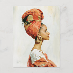 Elegante Afrikaanse Vrouwenportret Briefkaart