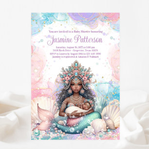 Elegante Afrikaanse Zeemeermin Moeder Baby Shower Kaart