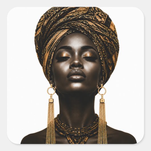 Elegante Afrikaanse Zwarte Vrouw Kunst Sticker (Voorkant)