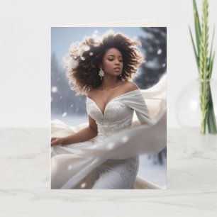 Elegante Afro-Amerikaanse diva Sneeuwrijke Feestda Kaart