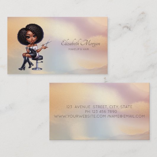 Elegante Afro-Amerikaanse kapper Kleurrijk Visitekaartje (Voorkant / Achterkant)