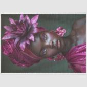 Elegante Afro-Amerikaanse Paarse Bloemen Decoupage Tissuepapier (Voorkant)