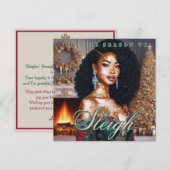 Elegante Afro-Amerikaanse Vitiligo Beauty Kerstmis (Voorkant / Achterkant)