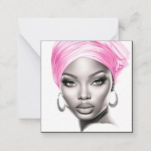 Elegante Afro-Amerikaanse vrouw in roze Notitiekaartje