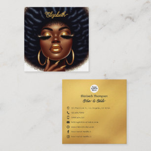 Elegante Afro Chic Hair- en Nagelsalon branding Vierkante Visitekaartje
