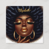 Elegante Afro Chic Hair & Nails Salon Branding Vierkante Visitekaartje (Voorkant)