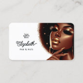 Elegante Afro Glam Melanine Chic Hair & Nail Salon Visitekaartje (Voorkant)