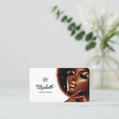 Elegante Afro Glam Melanine Chic Hair & Nail Salon Visitekaartje (Staand voorkant)