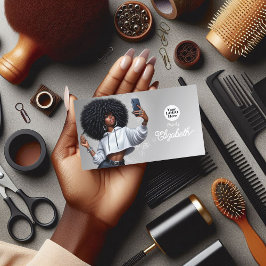 Elegante Afro Hair Salon Modern Stylist Branding Visitekaartje