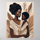 Elegante Afro-moeder en zoon-omhelzing Poster (Voorkant)