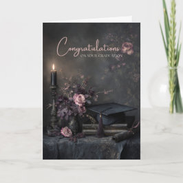 Elegante Afstudeer Bloemen Moody Donker Romantisch Kaart