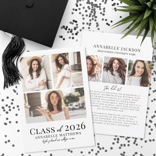 Elegante Afstudeer Foto Collage Afstuderen Aankondiging